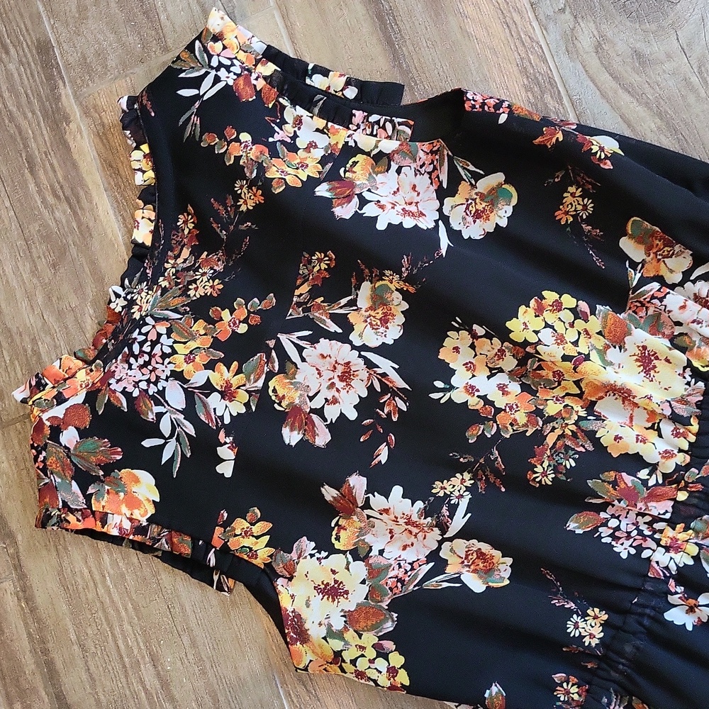 A New Day Floral Tie-Waist Pleated Detail Sleeveless Lined Midi Dress, XS - Picture 11 of 12